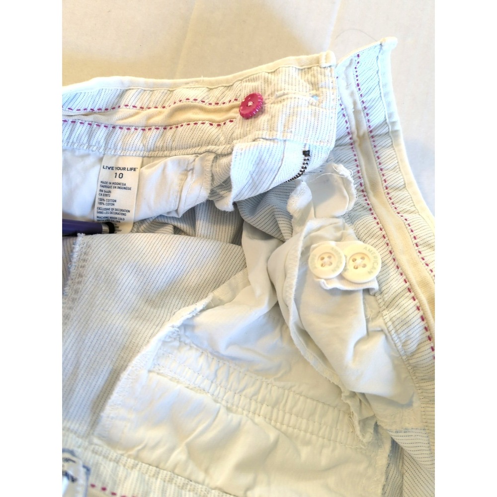 Vtg Y2K American Eagle Wide Leg Sailor Pants 10 Cotton Blue Pin Stripe Nautical